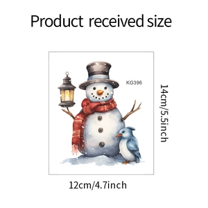 Detailed view showing snowman wall sticker dimensions 14x12cm for home decoration