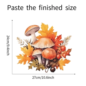 Detail of mushroom and maple leaf wall sticker dimensions 24x27cm in watercolor style