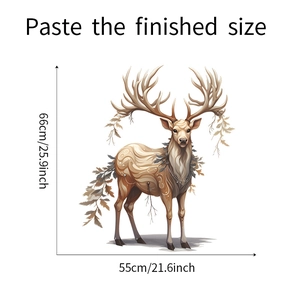 Detailed dimension guide for deer and maple leaf wall stickers measuring 55x66 cm