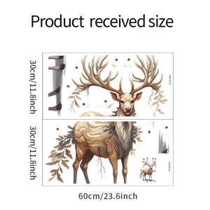Detail showing two sheets of cartoon elk wall stickers with size 30x60cm dimensions