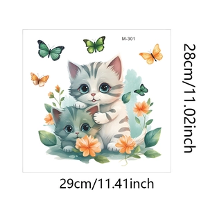 Detailed size specifications for cute cat and butterfly wall sticker, 29cm by 28cm dimensions