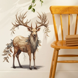 Modern Minimalist PVC Elk Maple Leaf Wall Stickers For Kids Room Bedroom Living Room Home Decor Self-Adhesive Wall Decals