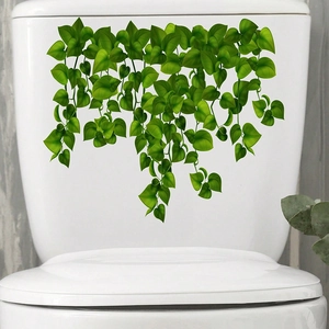 Self-adhesive green leaf wall sticker for bathroom toilet home decor featuring ivy vine