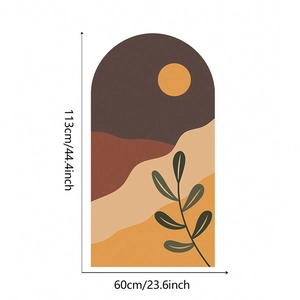 Detailed dimension guide for large arch wall sticker showing 113x60cm desert art decals