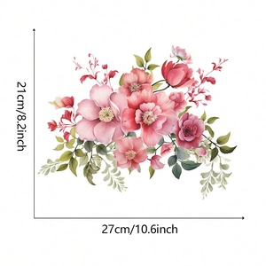 Detailed view of watercolor pink peony wall stickers with size dimensions 27x21cm