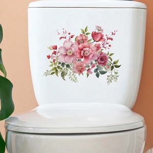Tropical Plant Floral PVC Bathroom Toilet Sticker Removable Self Adhesive Wall Decal For Home Restroom Decoration