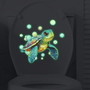 Leuchtende Meeresschildkröte Wandtattoo Wasserdicht Fluoreszierende Blasen Dekor Für Badezimmer Toilette Kinderzimmer PVC Abnehmbar