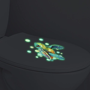 Leuchtender Aquarell-Meeresschildkröte Wandaufkleber mit fluoreszierenden Blasen fürs Bad