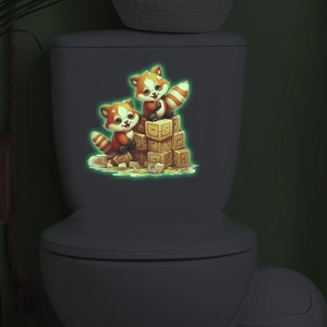 Adesivi fosforescenti panda rosso per decorazione murale bagno e sedile del water