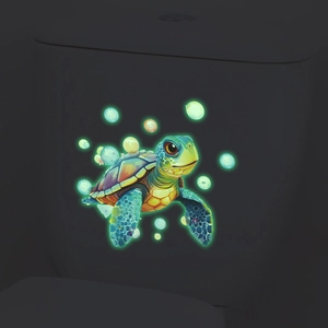 Leuchtender Aquarell-Schildkröten-Wandaufkleber mit Nachtlicht-Effekt im Dunkeln