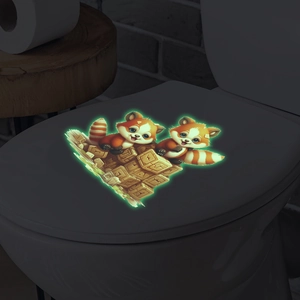 Adesivi da parete panda a cartone animato luminosi per decorazione del water notturna