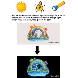 Luminous rainbow castle wall sticker showing day and night glow in the dark effect