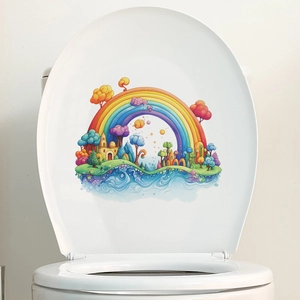 Glow in the dark cartoon rainbow castle wall sticker for children bathroom toilet decor