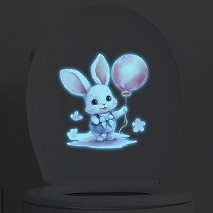 Glow-in-the-dark wall sticker featuring a cute bunny holding balloons for home decor