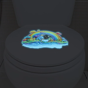 Luminous rainbow castle wall sticker for bathroom toilet with glowing fantasy design
