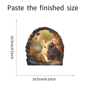 Detail view of 3D mouse wall sticker showing size 10.5cm for kids bedroom decor