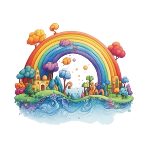 Cartoon luminous rainbow castle wall stickers for kids bathroom and home decoration