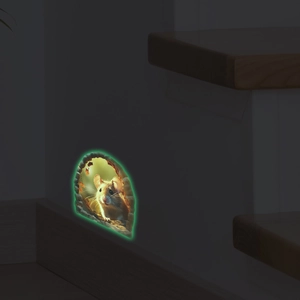 Luminous 3D mouse hole wall sticker with realistic glowing edge for home decor