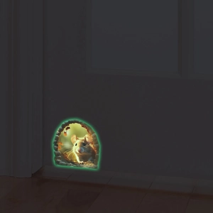 Luminous mouse hole wall sticker with cartoon mouse and maple leaf for bedroom decor