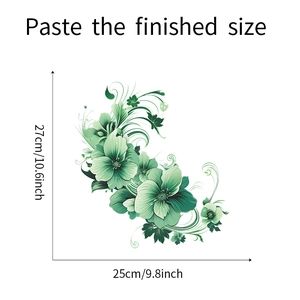 Finished size of self-adhesive 3D floral wall decal measuring 27cm by 25cm