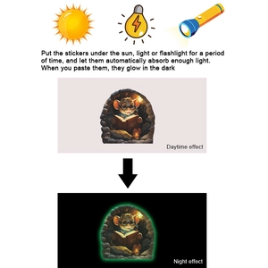 Luminous wall sticker showing light absorption process and green glow in the dark effect