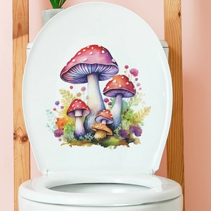 Luminous watercolor mushroom wall stickers for bathroom toilet decor in a dreamy forest style