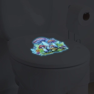 Glow in the dark mushroom and floral wall stickers for bathroom toilet seat decoration