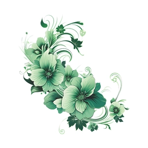 Self-adhesive 3D green flower wall stickers for bathroom and bedroom home decoration