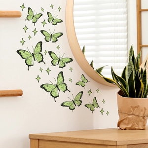 Stickers muraux papillons vert menthe lumineux pour décoration chambre d'enfant