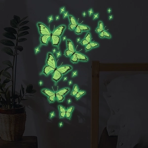 Stickers muraux papillons lumineux avec étoiles pour déco de chambre d'enfant