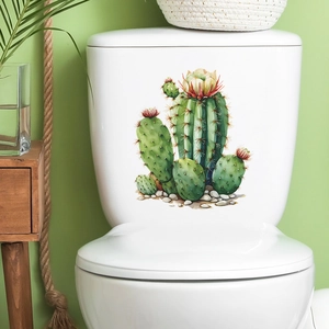 Watercolor tropical cactus succulent flower wall stickers for bathroom toilet decor