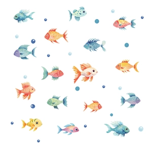 Luminous colorful cartoon ocean fish wall stickers for kids nursery room decor