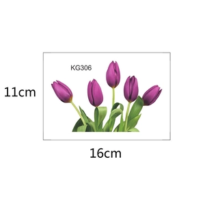 Detail view of purple tulip light switch sticker KG306 measuring 16cm by 11cm