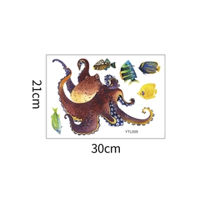 Detailed view of marine life wall stickers featuring octopus and tropical fish patterns