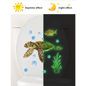 Sticker de toilettes tortue de mer luminescent avec effet jour et nuit clair