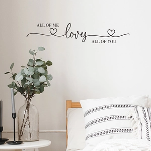 All of Me Loves All of You wall decal for bedroom with romantic heart design stickers
