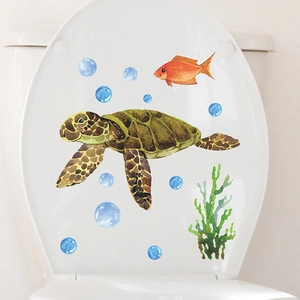 Stickers de toilettes tortue marine lumineuse pour décoration de salle de bain océan