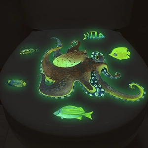 Glow in the dark ocean octopus and tropical fish waterproof wall stickers for home decor