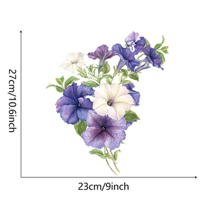 Detailed view of watercolor tropical flower wall decal with 27x23cm size specifications