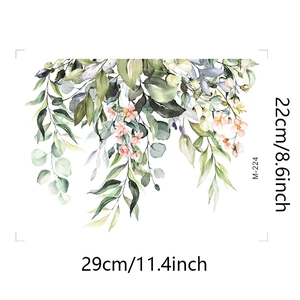 Tropical green plants toilet sticker with pink flowers size 29x22cm for home decor