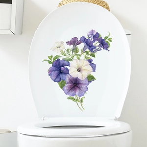 Watercolor tropical flower and butterfly wall stickers for bathroom toilet decor
