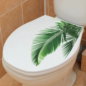 Self-adhesive tropical green palm leaf wall sticker for bathroom toilet decoration