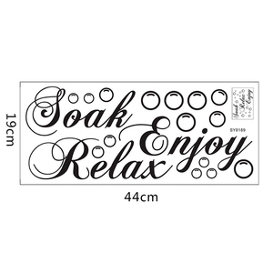 Sticker mural de salle de bain Soak Relax Enjoy avec bulles mesurant 44cm x 19cm