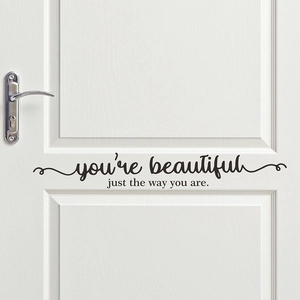 You Are Beautiful inspirational wall decal with cursive script for home bedroom decor