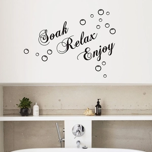 Stickers muraux Soak Relax Enjoy avec bulles pour décoration de salle de bain