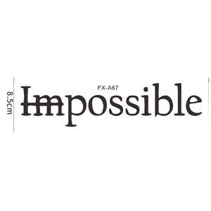 Possible lettering wall sticker with crossed out prefix for home decor 8.5cm high