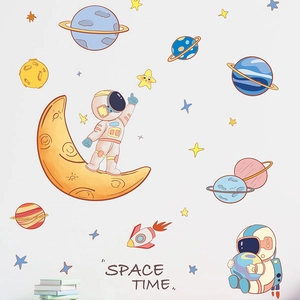 Wandtattoo Weltraum mit Astronauten und Planeten für Kinderzimmer Dekoration