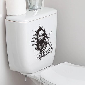 3D hole wall sticker with skeleton ghost figure for bathroom and toilet decoration