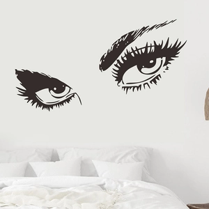 Modern minimalist black eyelash wall decal for bedroom or eyelash studio decoration