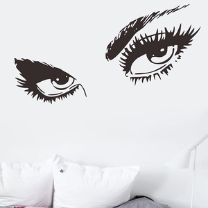 Minimalist creative eye wall sticker for bedroom with elegant long eyelashes design
